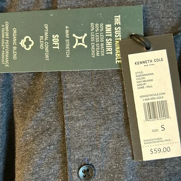 Kenneth Cole Men’s Short Sleeve Cotton Button Down Shirt, Size S - Picture 8 of 9